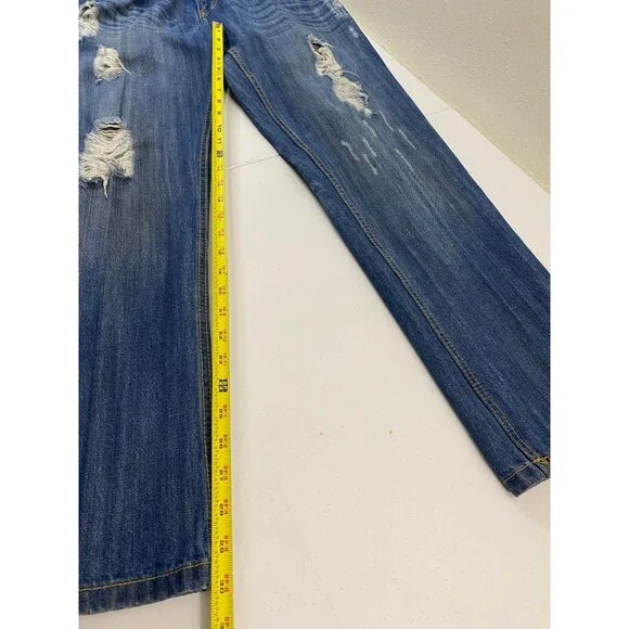 Carbon Black Distressed Jeans Mens 34x30 Blue Ripped Destroyed Denim 100% Cotton - Picture 13 of 15